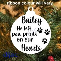 PAW PRINTS PET MEMORIAL<br>Personalised <br>8cm ACRYLIC DECORATION