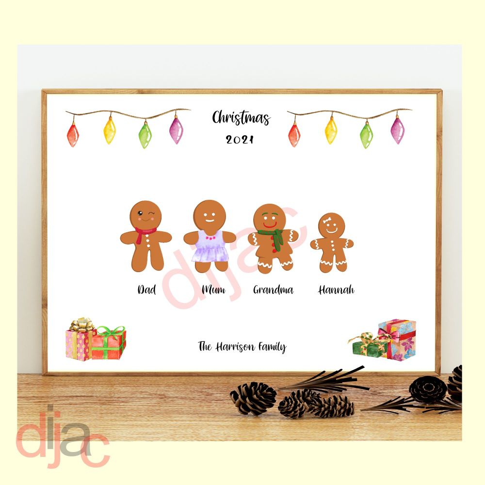 Gingerbread Man Character Christmas Family Print