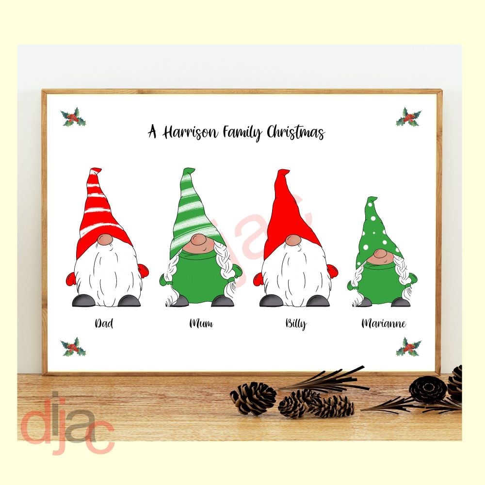 Gnomes Character Christmas Family Print D1