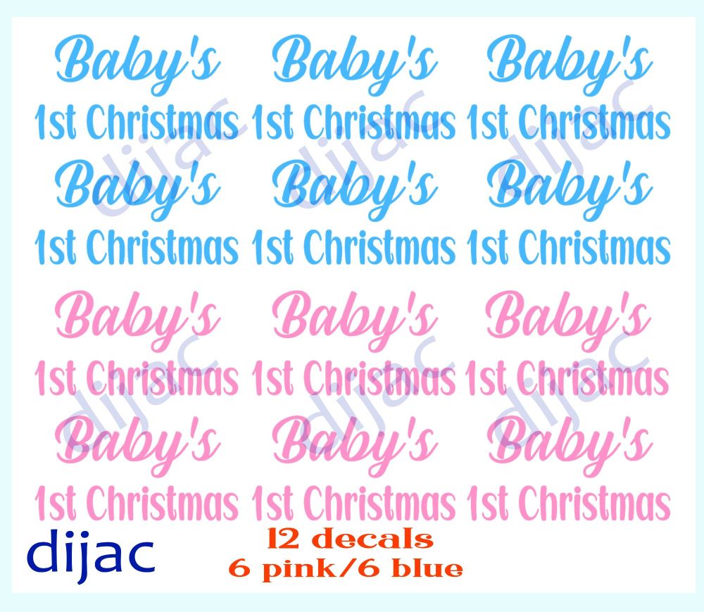 Baby's 1st Christmas / Christmas Vinyl Decals x 12