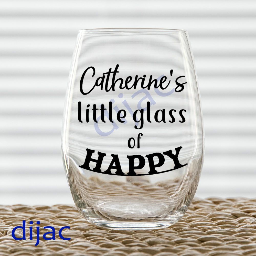 Little Glass Of Happy / Personalised Vinyl Decal