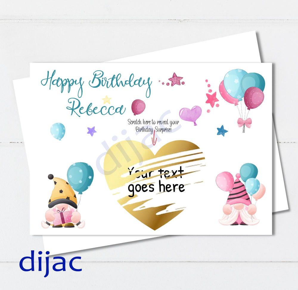 Scratch off Birthday Card Personalised Surprise SCB1