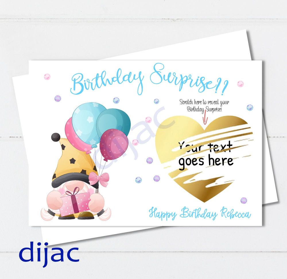 Scratch off Birthday Card Personalised Surprise SCB2