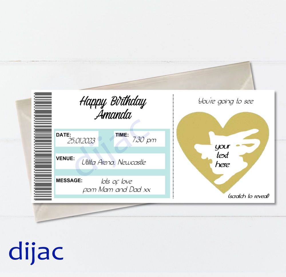 Personalised Scratch Off Birthday Concert Ticket DJSCT1