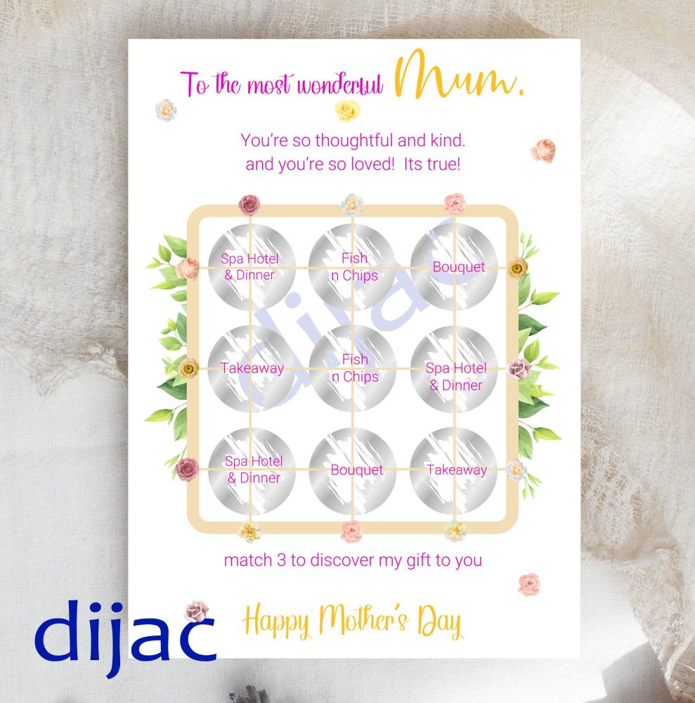 Scratch off Mother's Day Card Surprise Match 3 SCMD4
