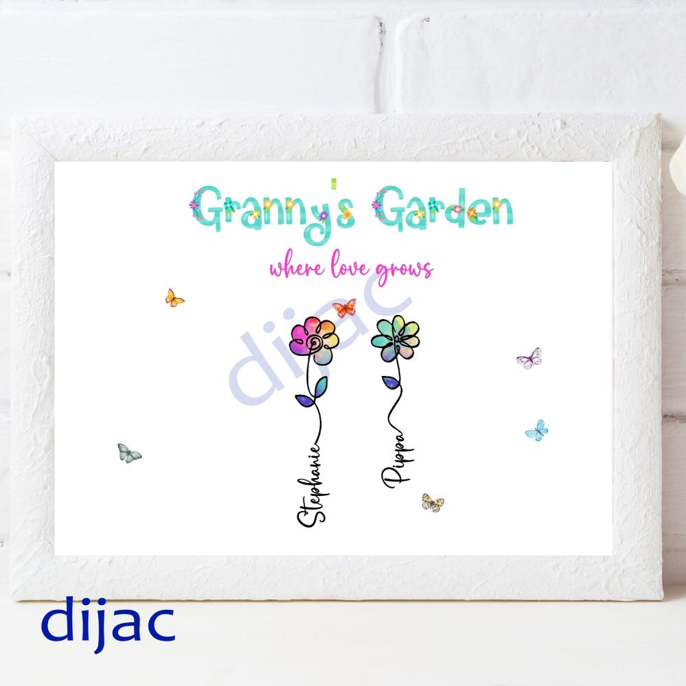 Grandma's Garden Personalised Print GG1