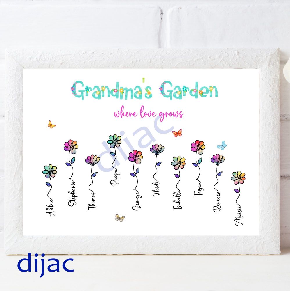 Grandma's Garden Personalised Print GG1