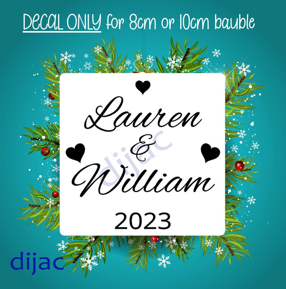 Two Names / Christmas Bauble Vinyl Decal