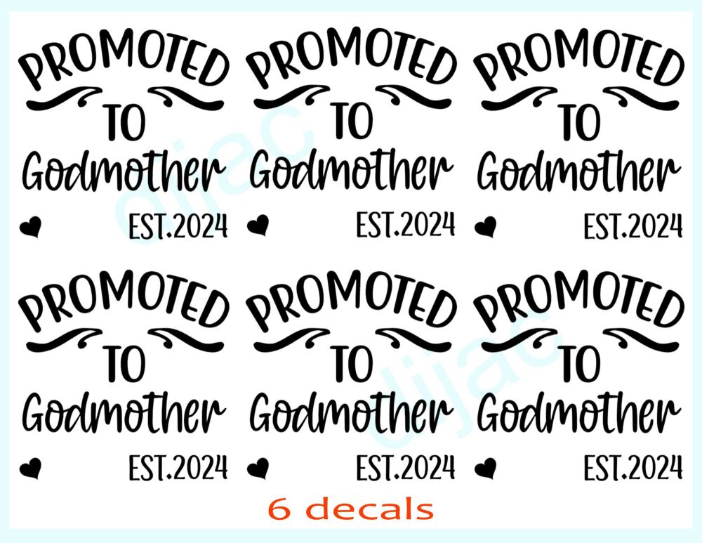 PROMOTED TO GODMOTHER x 6<br>7.5 x 7.5 cm