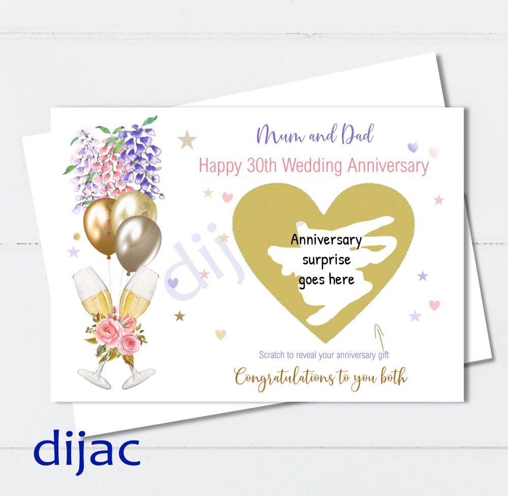 Scratch off Anniversary Card Personalised Surprise SCWA1