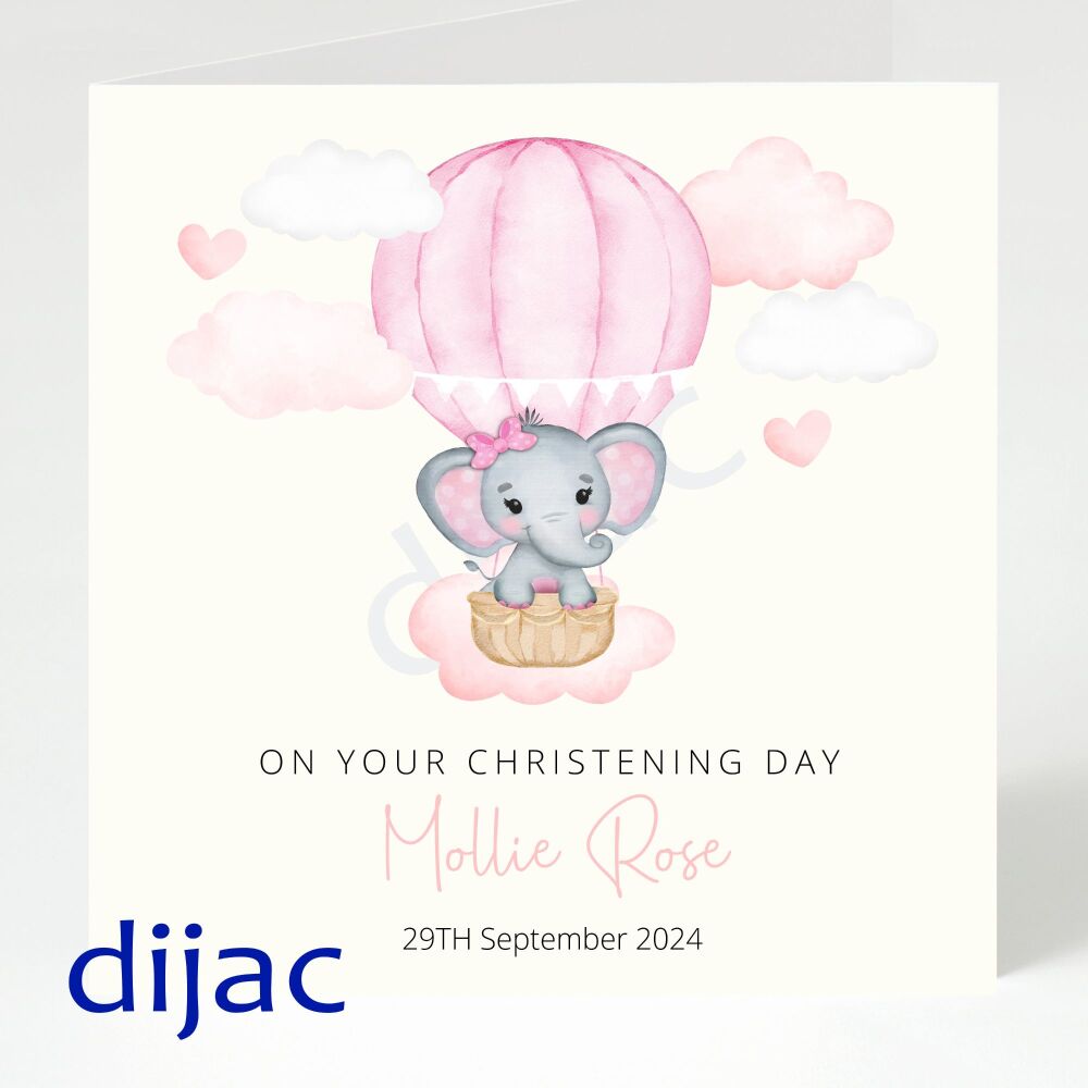 Personalised Girl's Christening Card GCC3A