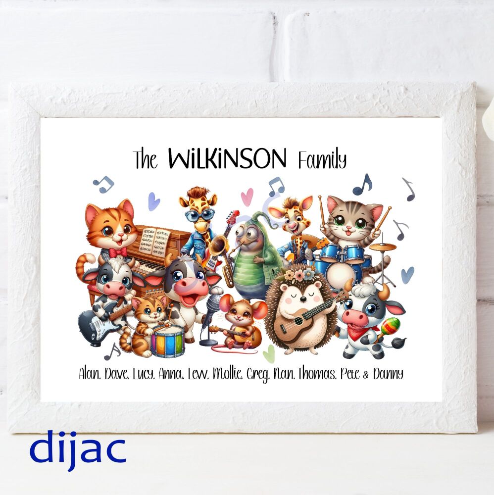 Musical Animals Family Personalised Print MA1