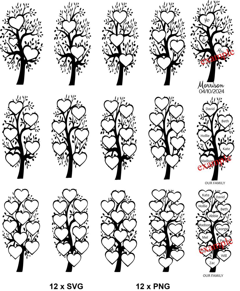 12 Family Trees SVG Bundle