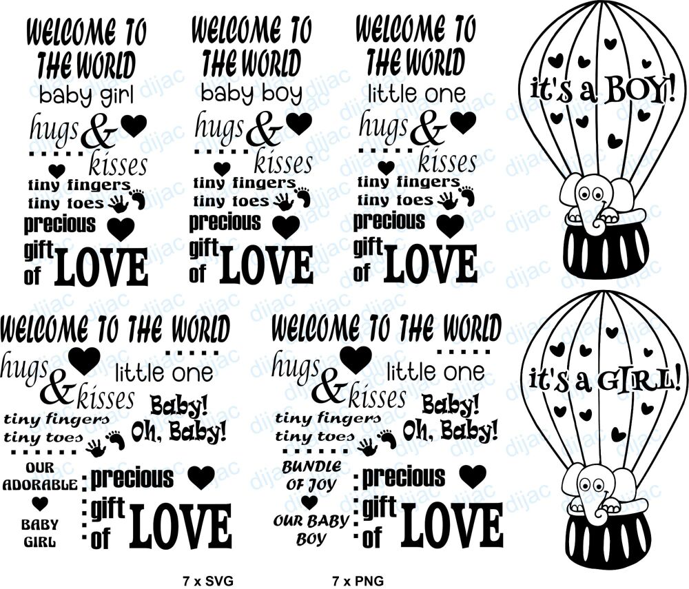 SVG and PNG new baby files for craft cutting machine