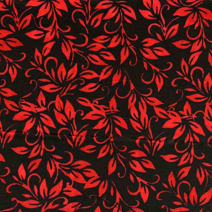 6-400 Batik - Black & Red - Hand Dyed Cotton Fabric Sold in FQ, 1/2m, 1m Lengths