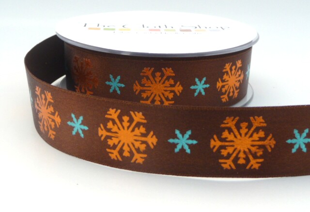 B13937- 6 Bronze Snowflakes on Brown Background