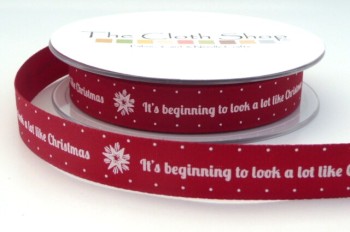 B14100-2 Its beginning to look a lot like Christmas on Red  Background 15mm