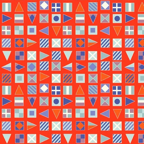 1239R Nautical Flags - Red Cotton Quilting Fabric | Makower Sold in FQ, 1/2m, 1m Lengths