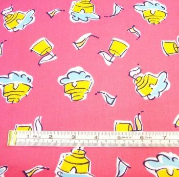 LA0003 Sandcastles on Pink | Childrens Cotton Dress Fabric