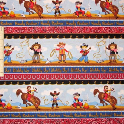 C1557 Cowboys Border Childrens Quilting Fabric Sold in FQ, 1/2m, 1m Lengths