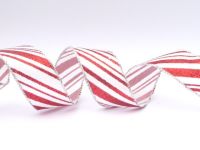 COS16B12 Wired Silver & Red Stripe Ribbon 38mm