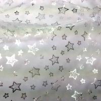 L0603 Silver Stars Organza Christmas Fabric 150cm Wide