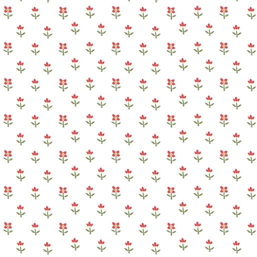 3816-09 Simply Chic - Floret - White Quilting Fabric Sold in FQ, 1/2m, 1m Lengths