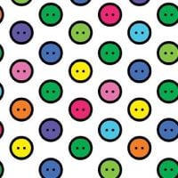 8162-09 Buttons - Multicoloured on White Quilting Fabric