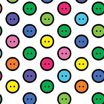 8162-09 Buttons - Multicoloured on White Quilting Fabric Sold in FQ, 1/2m, 1m Lengths