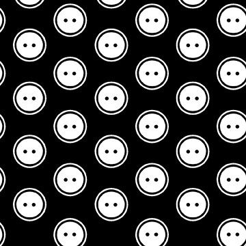 8162-12 Buttons - White on Black Quilting Fabric Sold in FQ, 1/2m, 1m Lengths