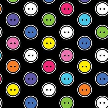 8162-99 Buttons - Multicoloured on Black Quilting Fabric Sold in FQ, 1/2m, 1m Lengths