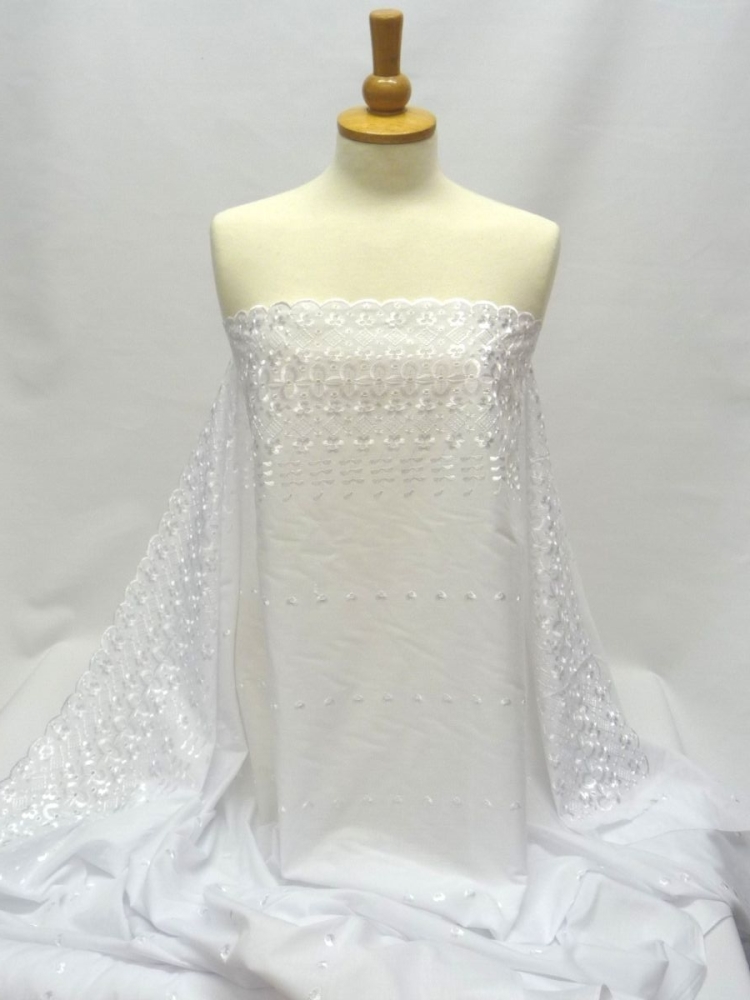 LA0009 Broderie Anglaise Embroidered White Dress Fabric