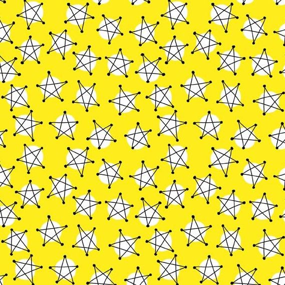 8565Y A and Z Stars Yellow Cotton Quilting Fabric | Makower Sold in FQ, 1/2m, 1m Lengths