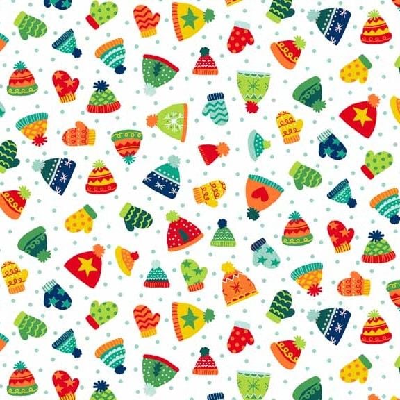 1810 Hats & Mittens Cotton Christmas Quilting Fabric | Makower Sold in FQ, 1/2m, 1m Lengths
