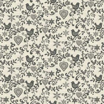 1965S Scandi Scroll - Grey Christmas Cotton Quilting Fabric