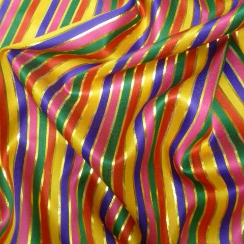 L1805 Gold & Multicoloured Striped Clown Costume Fabric | Craft Fabric