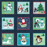1619 Frosty Christmas Cotton Fabric Craft Squares | Makower
