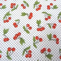 116110-01 Cherries on White Cotton Poplin Dress Fabric