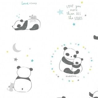 1148 Love You - Pandas Nursery Quilting Fabric | 100% Cotton Sold in FQ, 1/2m, 1m Lengths
