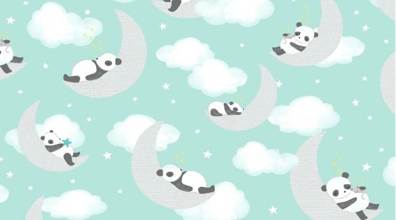 1149 Wide Awake - Mint Nursery Quilting Fabric Sold in FQ, 1/2m, 1m Lengths