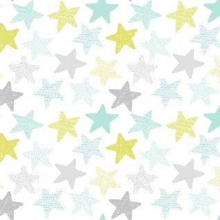 1152 - Mint-Grey-Green Stars Nursery Cotton Quilting Fabric | Timeless Treasures Sold in FQ, 1/2m, 1m Lengths