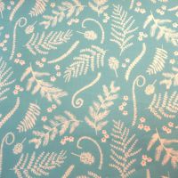 MP072 Turquoise & White Ferns Cotton Dress Fabric
