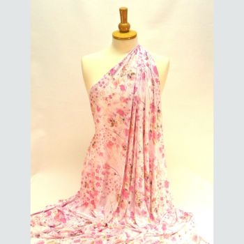 PT305 Silky Jersey Pink Floral 