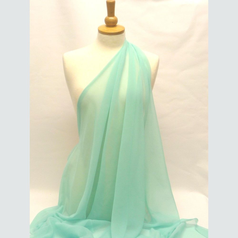 L0081 Aqua Green Chiffon Polyester Dress Fabric | Soft Sheer Drape 45" Wide