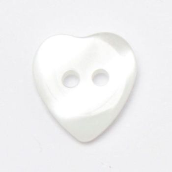P1423-01-18L White 12mm Heart Buttons x 10