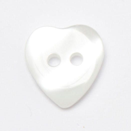 P1423-01-18 White 12mm Heart Buttons