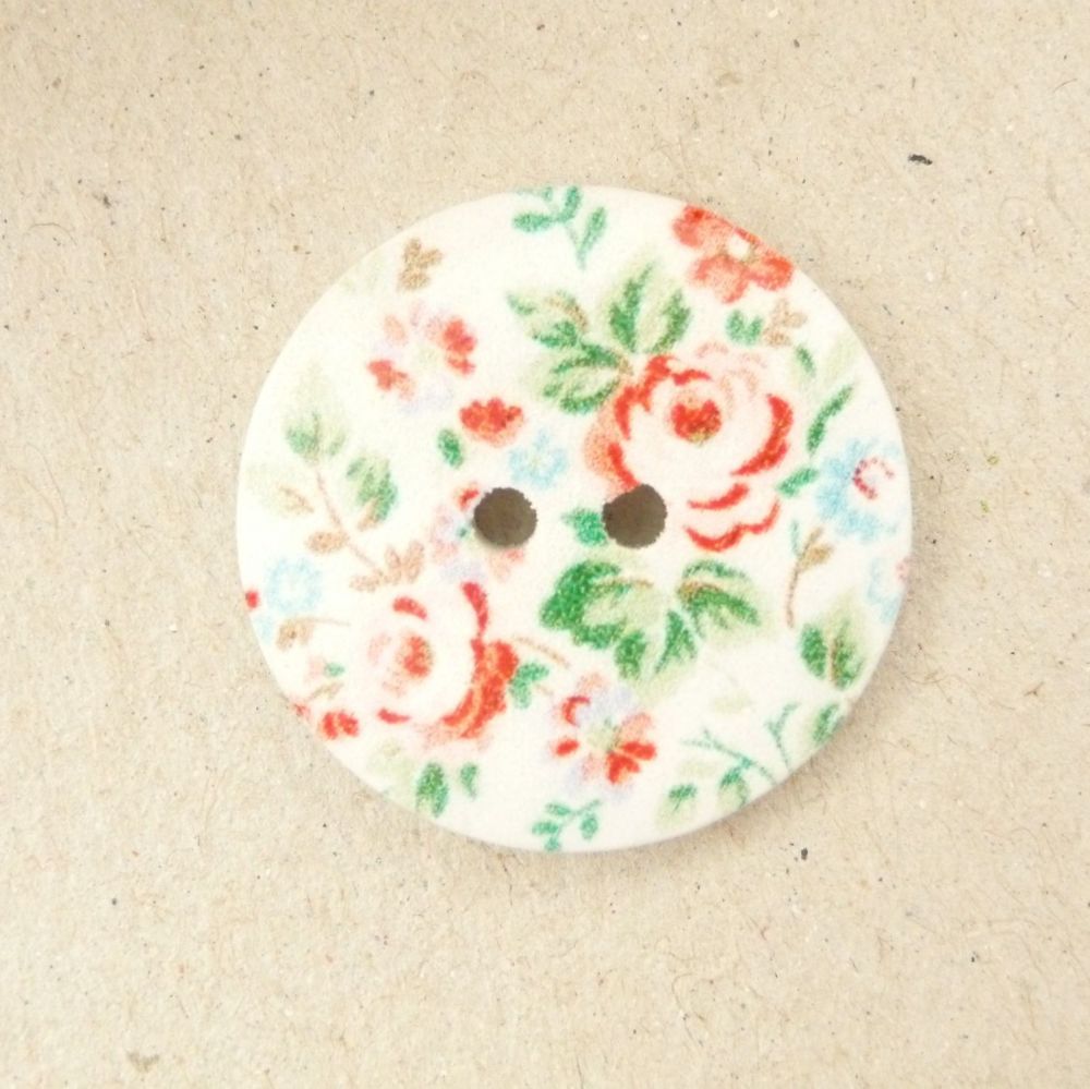 TCS10 Floral Printed 25mm Buttons x 10