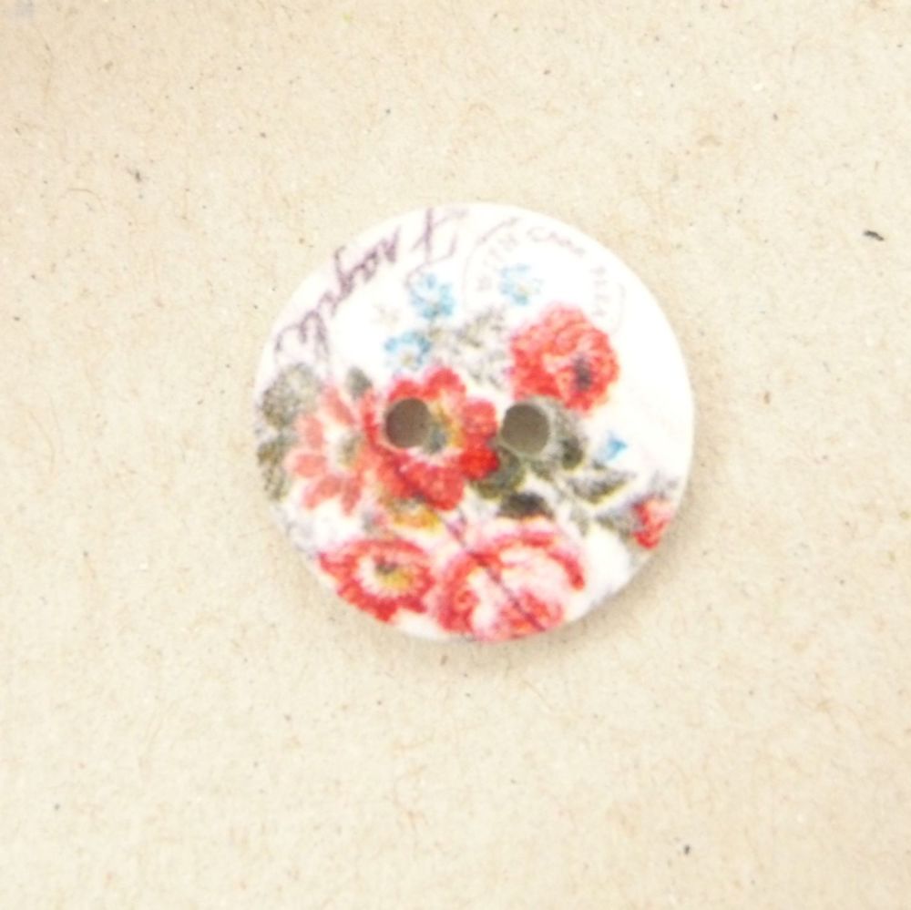 TCS090 Floral Printed 18mm Buttons x 10