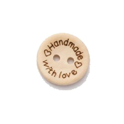 L2717-24L Wooden Handmade With Love 15mm Buttons x 10