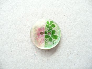X758-Green-44L Handmade Painted Sea Shell 28mm Buttons x 5 